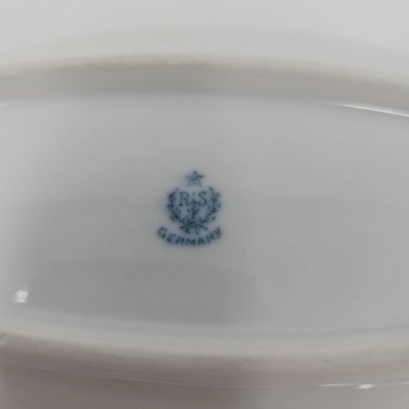 Antique RS Germany Prussia Porcelain Celery Dish Bowl Azalea Flowers 9.25" - Picture 3 of 6